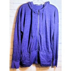 Athleta Batwing Robin Hoodie Jacket Purple Size M Full Zip Cozy Outdoor Pockets